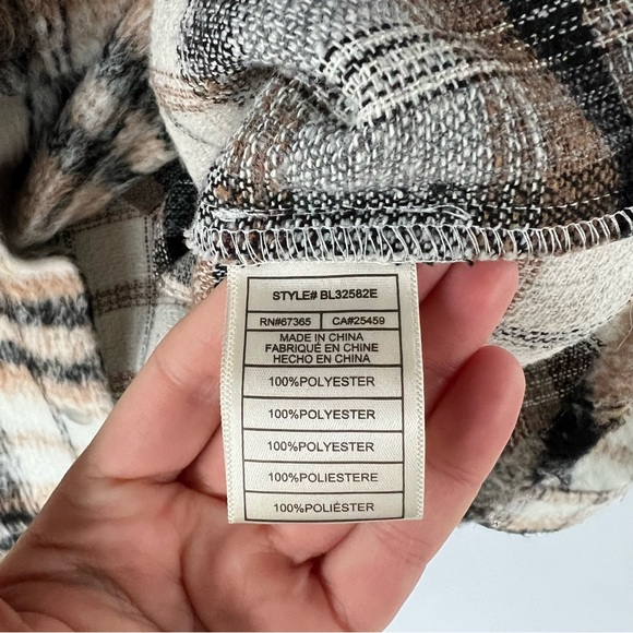 BB Dakota by Steve Madden Women’s Spread Collar Courtside Plaid Shacket Sz Large - Picture 4 of 6
